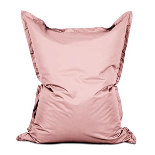 Lumaland Riesen-Sitzsack XXL 140x180 cm | Wasserfestes Indoor & Outdoor Liegekissen mit über 3 Mio. anpassungsfähigen EPS-Perlen | Bean Bag mit waschbarem Bezug [Pastel Pink]
