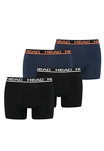 HEAD Herren Boxershorts Unterhosen 4P (Black/Blue Orange, XXL)