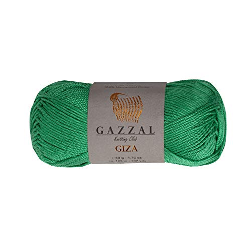 Gazzal Giza, 100 % merzerisierte Baumwolle, je 50 g, 125 m, weich, fein, Grün – 2460