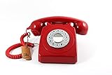 GPO 746PUSHRED Klassisches Telefon im 70er Jahre Design Rot
