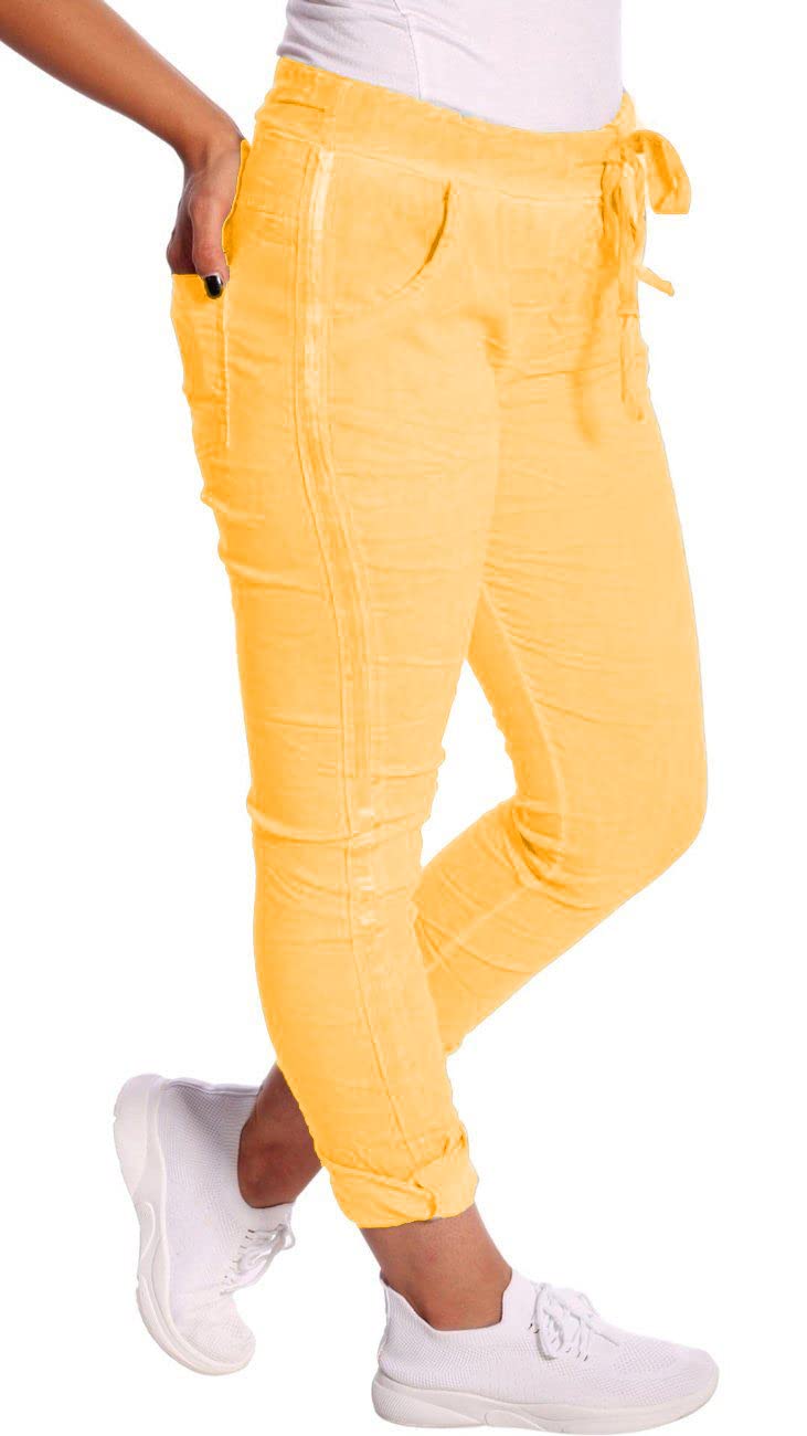 CHARIS MODA Jogpants Sommerhose mit Ziernaht an der Seite (Gelb)
