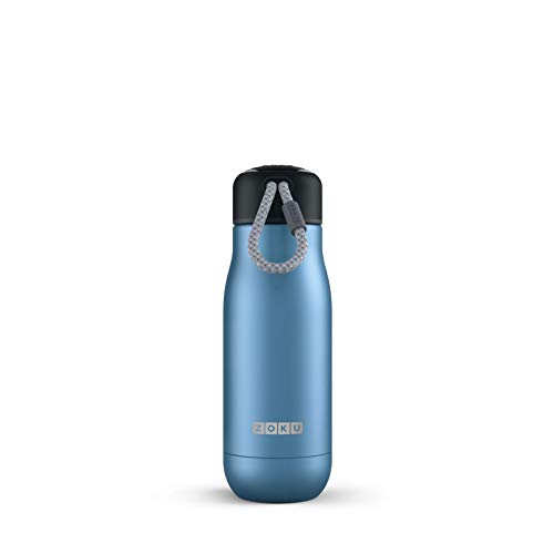 Zoku Trinkflasche 350 ml, Edelstahl, Blau, 6.7 x 6.7 x 21 cm