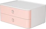 HAN Schubladenbox Allison SMART-BOX mit 2 Schubladen und Trennwand, Kabelführung, stapelbar, Utensilienbox für Büro, Schreibtisch Küche, möbelschonende Gummifüße, 1120-86, hochglänzend flamingo rose