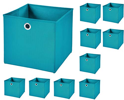 StickandShine 10er Set Türkis Faltbox 28 x 28 x 28 cm Aufbewahrungsbox faltbar