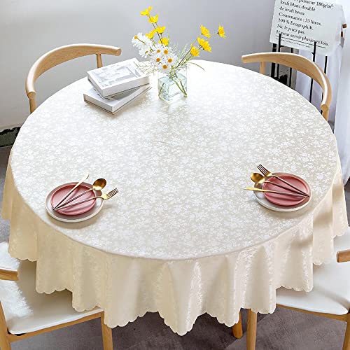 XQSSB Tisch Decke aus Premium Rechteckige Pu Anti Heiß Tischabdeckung Gartentischdecke für Gastronomie Feste Party Hochzeiten Weiß C 160cm Runder Durchmesser