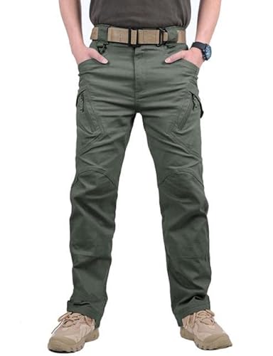 IX9 Soldier Tactical Waterproof Pants Outdoor Combat Hiking, Tactical Ripstop Cargo Pants, Outdoor Hiking Work Pants (M, Green)