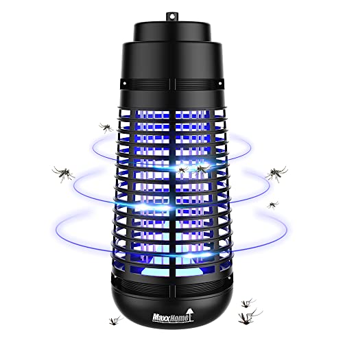 MaxxHome GH6-N Insektenvernichter - Mückenfalle - Elektrisch 1x8W Lampe - Fliegenklatsche Elektrisch - UV-Insektenvernichter - praktische Fliegenfalle - 17x34x17cm - Schwarz