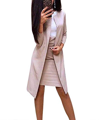 Huateng Legerer Business-Anzug mit Crop Blazer und Bleistiftrock Slim Fit Elegant