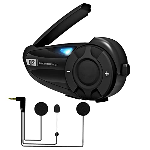 3T6B Motorrad Intercom Bluetooth 5.1 Headsets, 800m Motorrad Bluetooth Headset, Helm Intercom bis zu 2 Reiters, Motorradhelm Kommunikationssystem mit FM, CVC Noise Cancellation, Voice Control