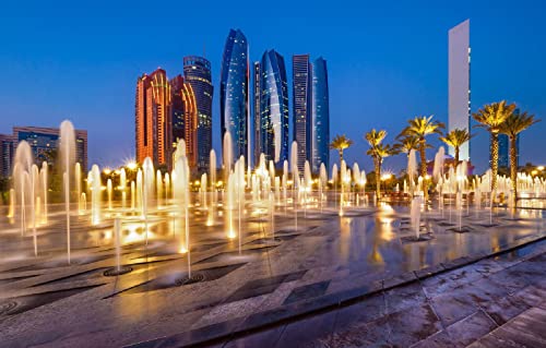 LHJOYSP Puzzles 1000 Teile Stadthochhausbrunnen Abu Dhabi, Vereinigte Arabische Emirate 75x50cm