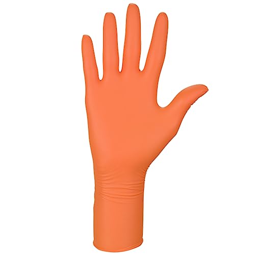 Nitrylex - Unsterile, puderfreie, orangefarbene Untersuchungs- und Schutzhandschuhe aus Nitril zum Einmalgebrauch, Größe Extra-Large, 21824