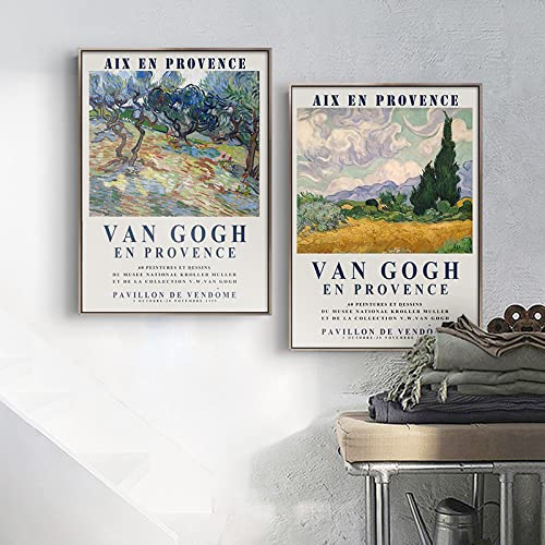 Van Gogh Ausstellungsposter und Drucke Klassischer Impressionismus Leinwandmalerei Dekorative Bilder Wandkunst Raumdekoration 50 x 70 cm x 2 Kein Rahmen