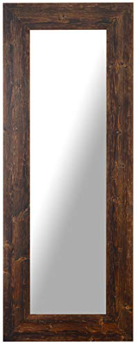 Spiegel gross Holzspiegel mit Rahmen aus Deutschem Tannenholz FSC. cm. 57x147. Finish dunkel Wenge Natur. Hergestellt in der EU