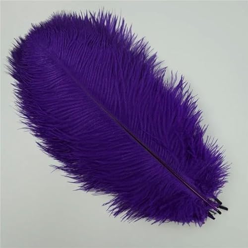 10 Stück/Lot farbige Straußenfedern zum Basteln, Hochzeitsdekoration, Bastelzubehör, Tischdekoration, Karneval, Plumas-Dekor, Lila, 30–35 cm, 12–14 Zoll