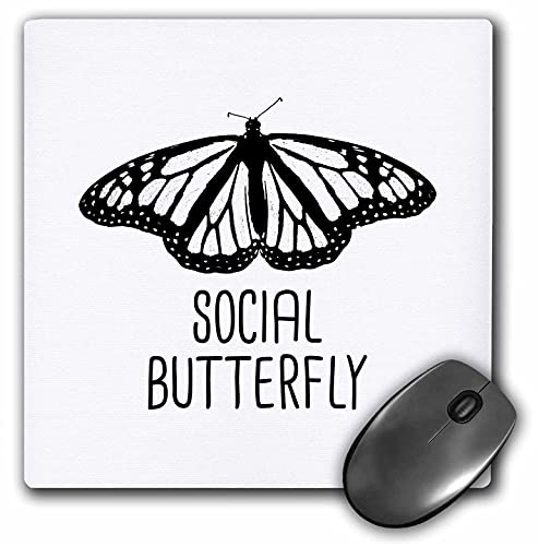 3dRose MP-349228-1 Social Butterfly mit einem Stempel auf einem Monarchfalter auf Weiß. Mauspad