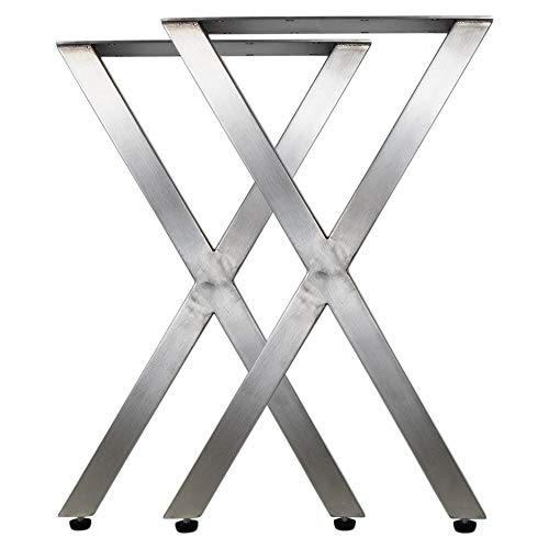 Tischbeine Edelstahl Tischkufen Tischgestell Tischuntergestell Set, Ausführung:X-Tischbeine 600x400mm