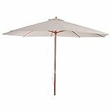 ADHW Patio Umbrellas Gartenschirm Sonnenschirm Marktschirm, Ø 3m Polyester/Holz, Creme-beige
