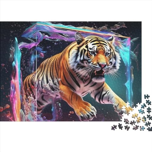 Tiger Premium Holz Puzzles 500 Teile Cool Theme,Geburtstagsgeschenk,Geschenke Für Frauen,Wandkunst Für Erwachsene Und Jugendliche Schwierige Und Herausforderung Geschenke 500pcs (52x38cm)