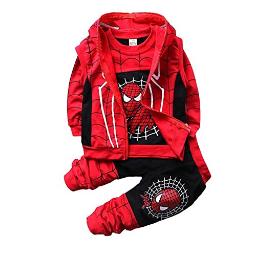 Taenzoess Kinder Bekleidungsset Spiderman Kostüm Jungen Sweatshirt Hose Kapuzenpullover Kinderanzug Baby Junge Kleidung Outfit