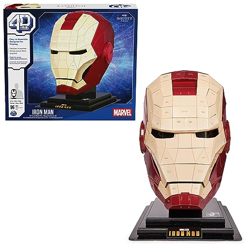 4D Build 6069819, Marvel Model Kit with Stand 96 Pcs | Iron Man Helmet Desk Decor | Building Toys | 3D Puzzles for Adults & Teens 12+