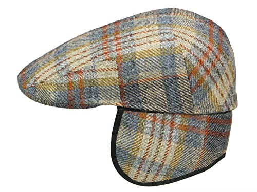 Göttmann Derby-K Flatcap aus Wolle mit Ohrenklappen - Hellblau-Rotbraun (58) - 58 cm