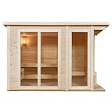 Artsauna Outdoor Sauna Varberg 320 x 180 cm mit 8 kW Ofen & Zubehör - Fichtenholz Gartensauna für 5-6 Personen - komplett Set Outdoorsauna für Garten