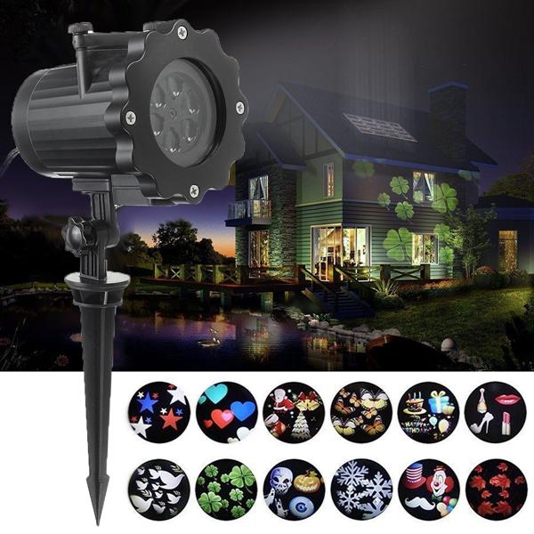 12 Muster 4W Outdoor LED Projektor Bühne Licht Wasserdicht Rasen Garten Landschaft Weihnachtsdekor