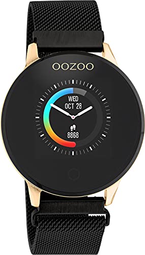 Oozoo Unisex Smartwatch mit Edelstahl Milanaiseband Rosegoldfaben/Schwarz 43 MM Q00118