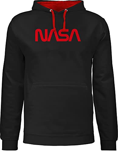 Shirtracer Nerds & Geeks - NASA Worm Motiv - 5XL - Schwarz/Rot - JH003 - Kontrast Hoodie