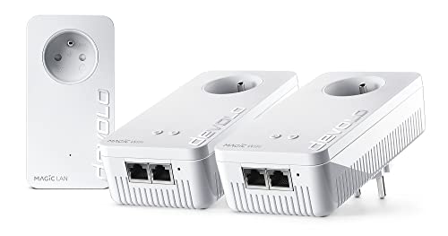 devolo Magic 2 WiFi 6 (ax) Multiroom Set: 3 x WLAN-Adapter CPL, Gigogne-Buchse (2400 Mbits, Mesh, 5 x Gigabit Ethernet-Ports) ideal für Telearbeit und Streaming, französische Steckdose