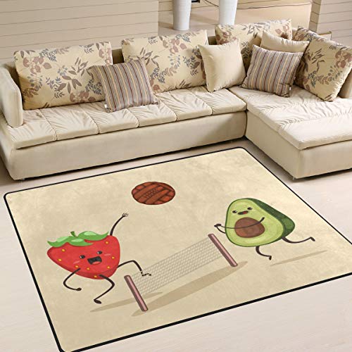 Use7 Avocado Strawberry Volleyball-Teppich für Wohnzimmer, Schlafzimmer, 203 cm x 147,3 cm