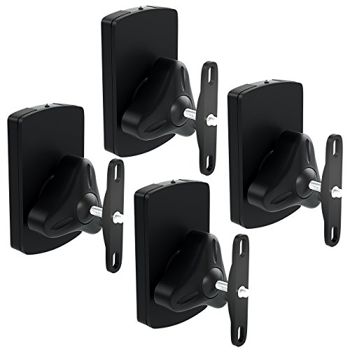deleyCON 4X Universal Lautsprecher Wandhalterung Set Halterung Boxen Halter Schwenkbar + Neigbar bis 10Kg Deckenmontage + Wandmontage - Schwarz