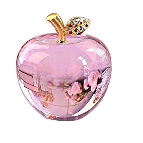 80mm Kristall Chirstmas Eve Apfel Glas Kristall Handwerk Apple Santa Geschenk Romantische Kreative Geburtstagsgeschenk Home Decor Ornament-Pink