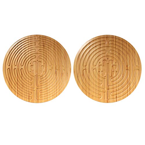 BambooMN Doppelfinger-Labyrinth aus karbonisiertem braunem Bambus, 31,8 cm Durchmesser, für Meditation und Gebet, Chartres-Stil, 1 Stück