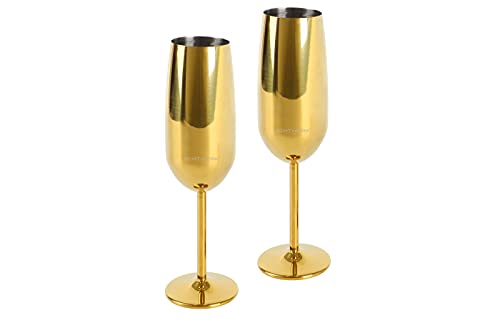 ECHTWERK 2-teiliges Sekt & Champagnerkelch-Set aus Edelstahl, Gold-Edition, 250 ml, 22,5 x 6,3 cm