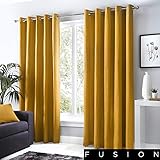 Fusion Home Furnishings Sorbonne, 100% Baumwolle, Ockergelb, Curtains: 46" Width x 72" Drop (117 x 183cm)