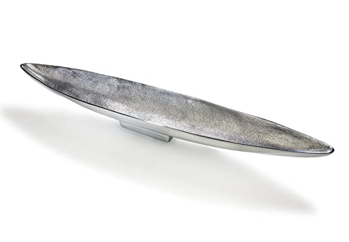Kobolo Dekoschale Dekoteller Schiffchenform schmal - aus Metall - Silber - 80cm