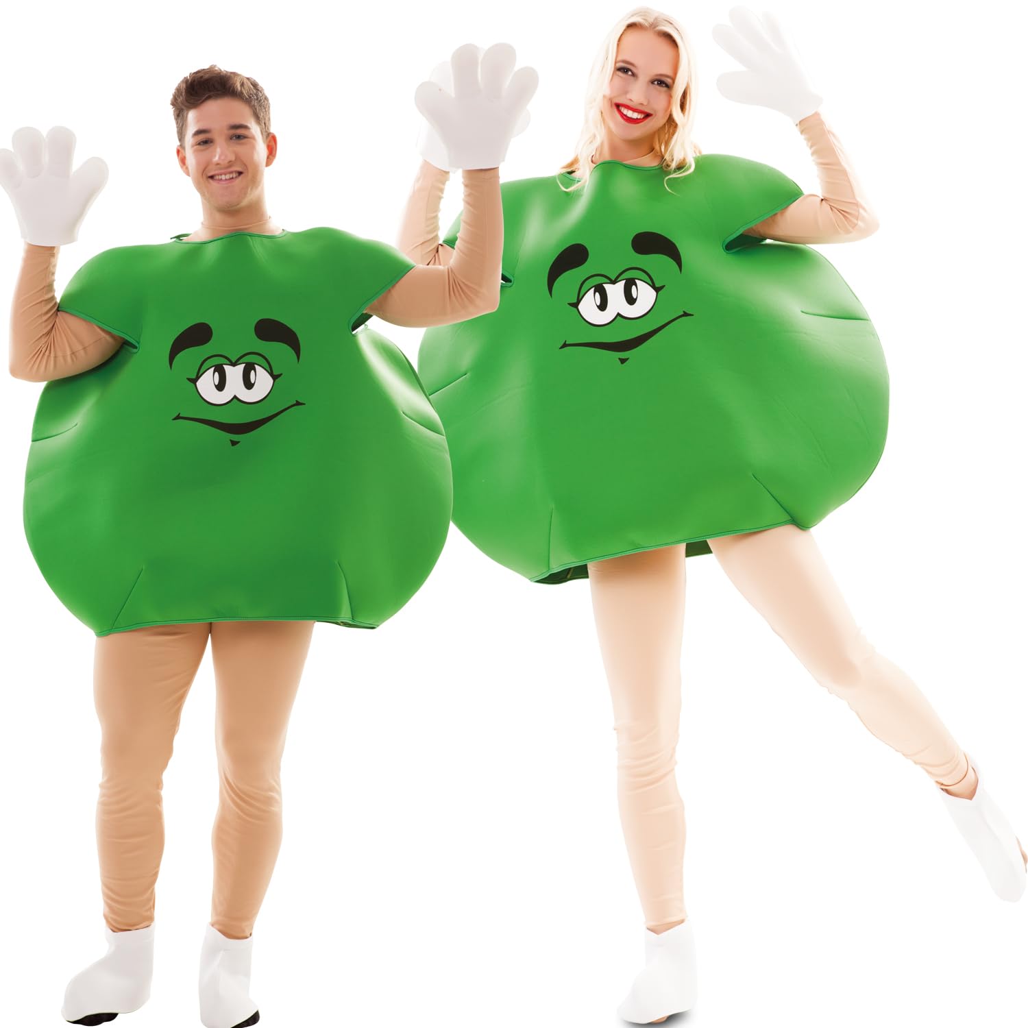 Krause & Sohn Schokolinse Kostüm Sweet Candy für Erwachsene Gr. M/L Gruppenkostüm Paarkostüm Fasching Karneval lustige Kostüm Süßigkeit (Grün)