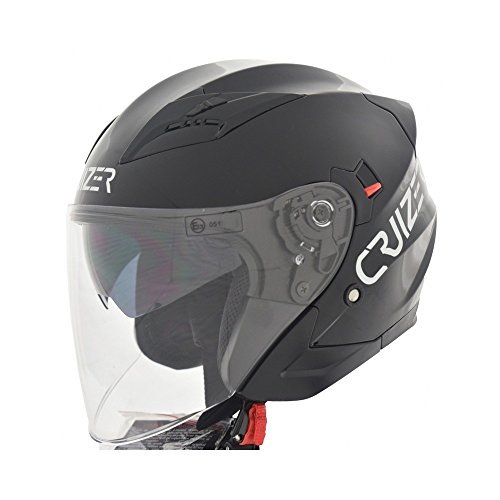 CRUIZER Helm Moto Jet ECE, doppeltes Visier, schwarz glänzend, Größe M