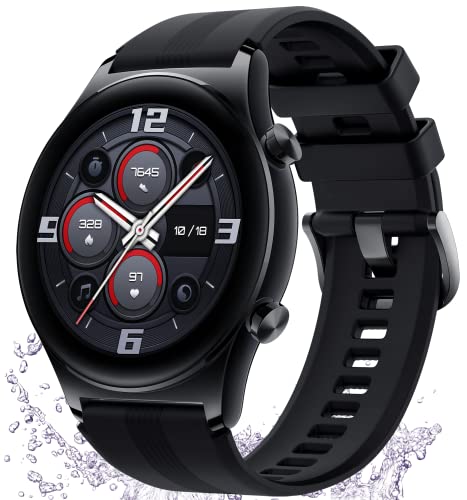 HONOR Watch GS 3 Smartwatch Herren Damen 46 mm Smartwatch Pulsuhr Fitness Akku 14 Tage mit Schrittzähler, Herzfrequenzmesser, 5 ATM, GPS, 326PPI AMOLED 1,43 Zoll für Android (Schwarz)
