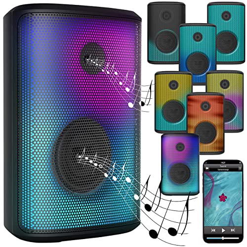 auvisio Bluetoothlautsprecher: Mobile Outdoor-PA-Partyanlage & -Bluetooth-Boombox, Lichteffekte, 200W (Lautsprecher Karaoke, Bluetooth)