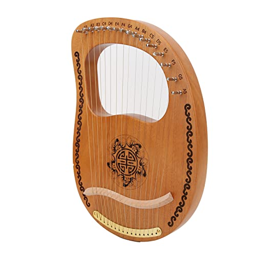 Kinderharfen, tragbare Mahagoni-Harfe 16 Stahlsaiten mit Stimmschlüssel Klaviertasche für Kinder
