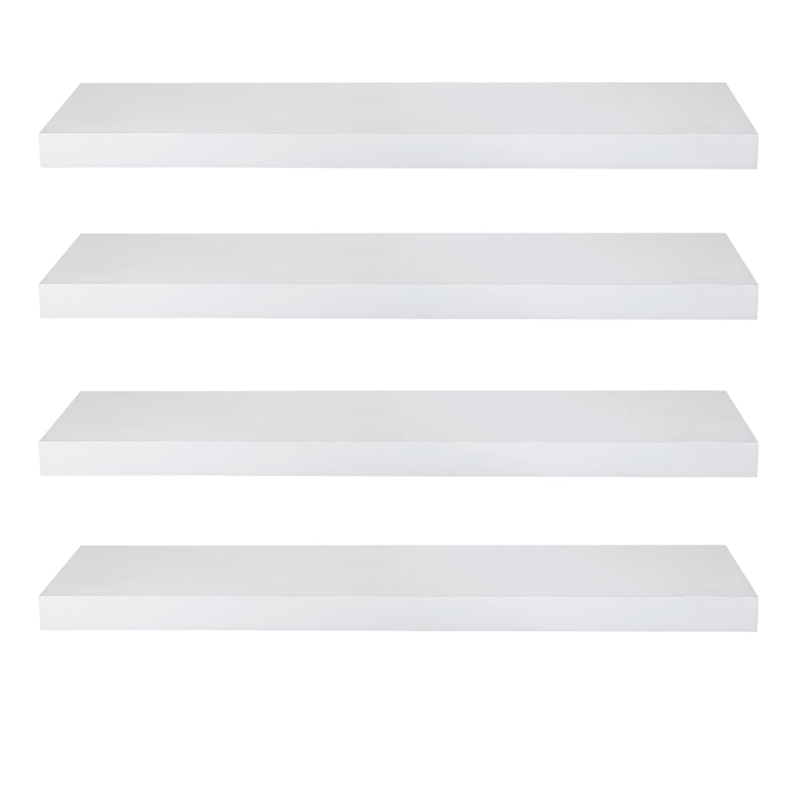 eSituro Wandregal, schwebendes weißes Regale für Wandmontage, 4er-Set Schweberegal Hängeregal Wandbrett im Wohnzimmer Schlafzimmer Küche Badezimmer, 25x3,8x22,9 cm