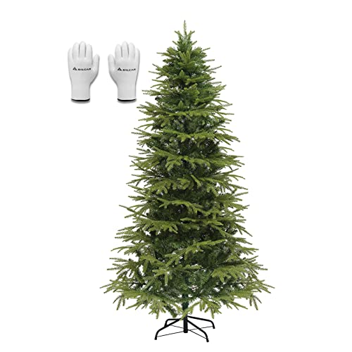 SALCAR Weihnachtsbaum Künstlich 210 cm, Künstlicher Tannenbaum mit 1130 Astspitzen aus PE & PVC, Weihnachtsbaum mit Handschuhen und Metallständer, Naturgetreu