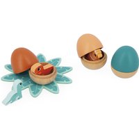 Janod Überraschung-3 Eier mit Versteckten Dino-Babys-Einfaches Öffnen-Spielzeug aus FSC-Holz-Ab 18 Monate, J05834, Mehrfarbig