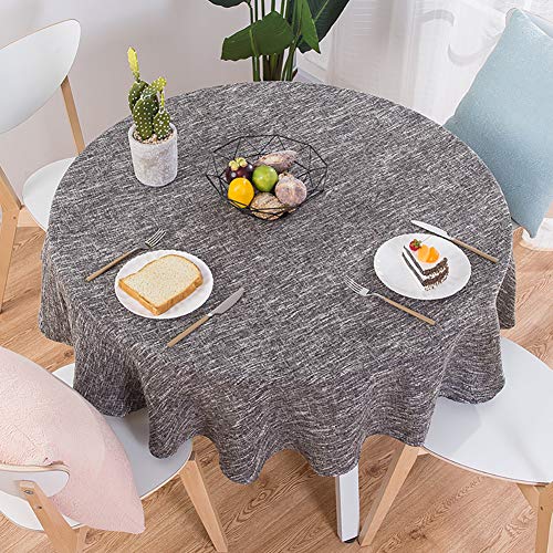 Baumwolle Leinen Tischdecke, Modernen Einfache Runden Esstisch Tischtuch tischwäsche, Textur Natürlichen Hohe Farbe Dunkelgrau Durchmesser 120cm