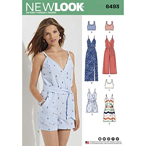 New Look Schnittmuster D0562 / 6493 – Damen Jumpsuit und Kleid in zwei Längen mit Bralette, A (34-42-46)