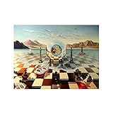 Salvador Dali Surrealismus Schach auf dem Meer Leinwand Gemälde Abstrakte Poster und Drucke Bilder für Wohnzimmer Gerahmtes Dekor 70x120cm(28x48in) Innerer Rahmen