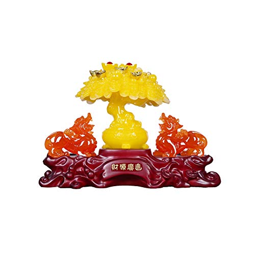 Kunstdekoration Lucky Fortune Tree Dekoration Pi Xiu Cornucopia Wohnzimmer Büro Pi XIU Dekoration Öffnen Geschenk Home Feng Shui Dekoration desktop dekorationen (Color : Yellow)