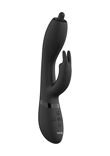 Shots - VIVE Nilo - Rabbitvibrator mit 10 Vibrationsmodi und rotierendem Punkt - Schwarz, 165 g